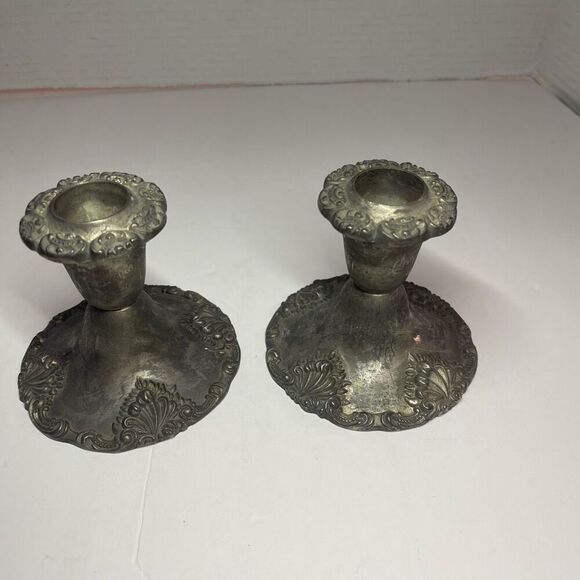 Vintage Godinger Collection Vintage Silverplate Candlestick Holders Pair 3 1/2” - Picture 1 of 5